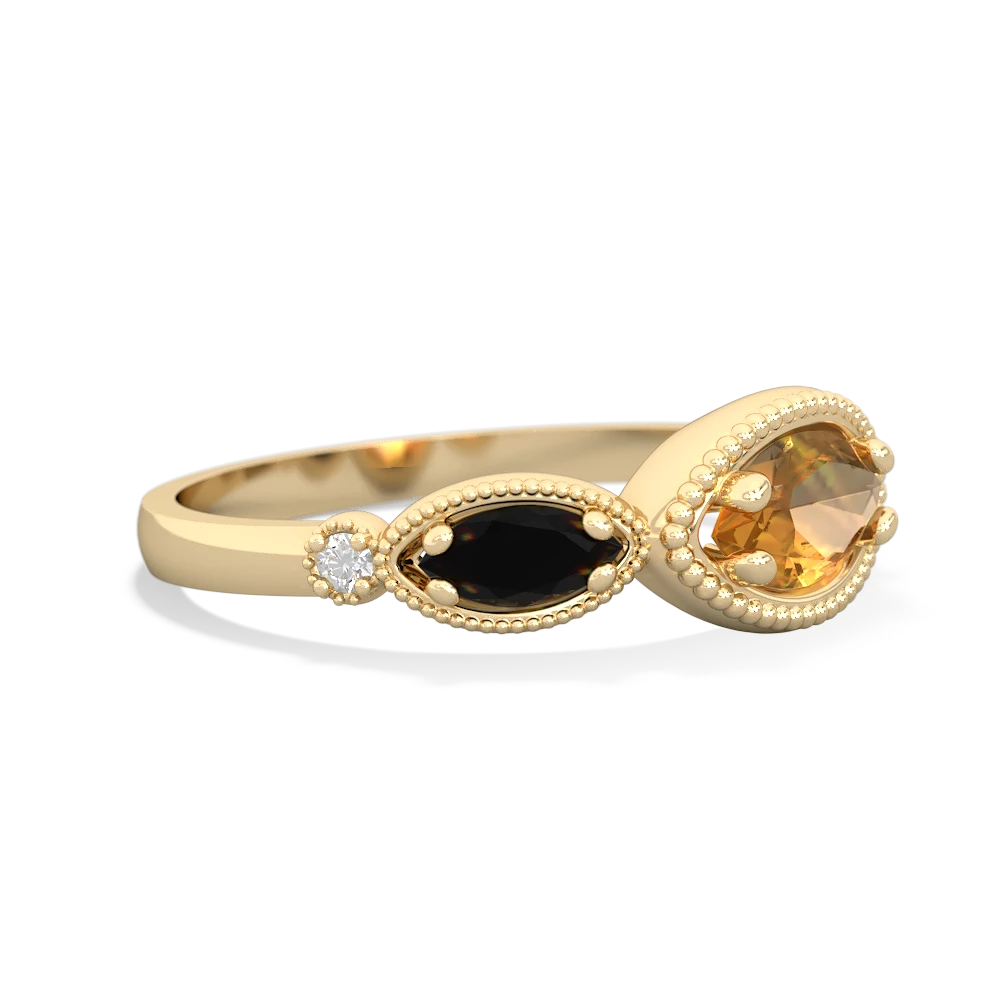 Citrine Milgrain Marquise 14K Yellow Gold ring R5700