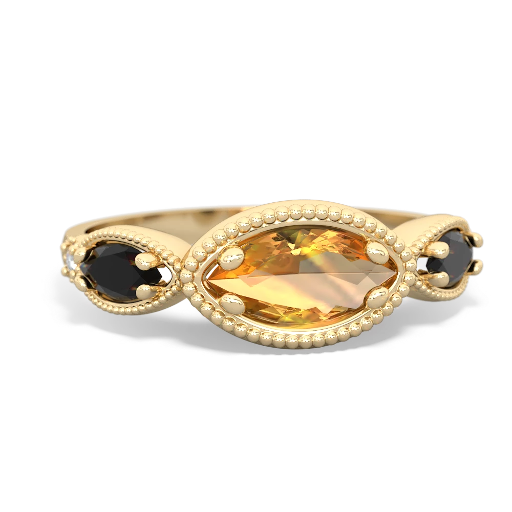 Citrine Milgrain Marquise 14K Yellow Gold ring R5700