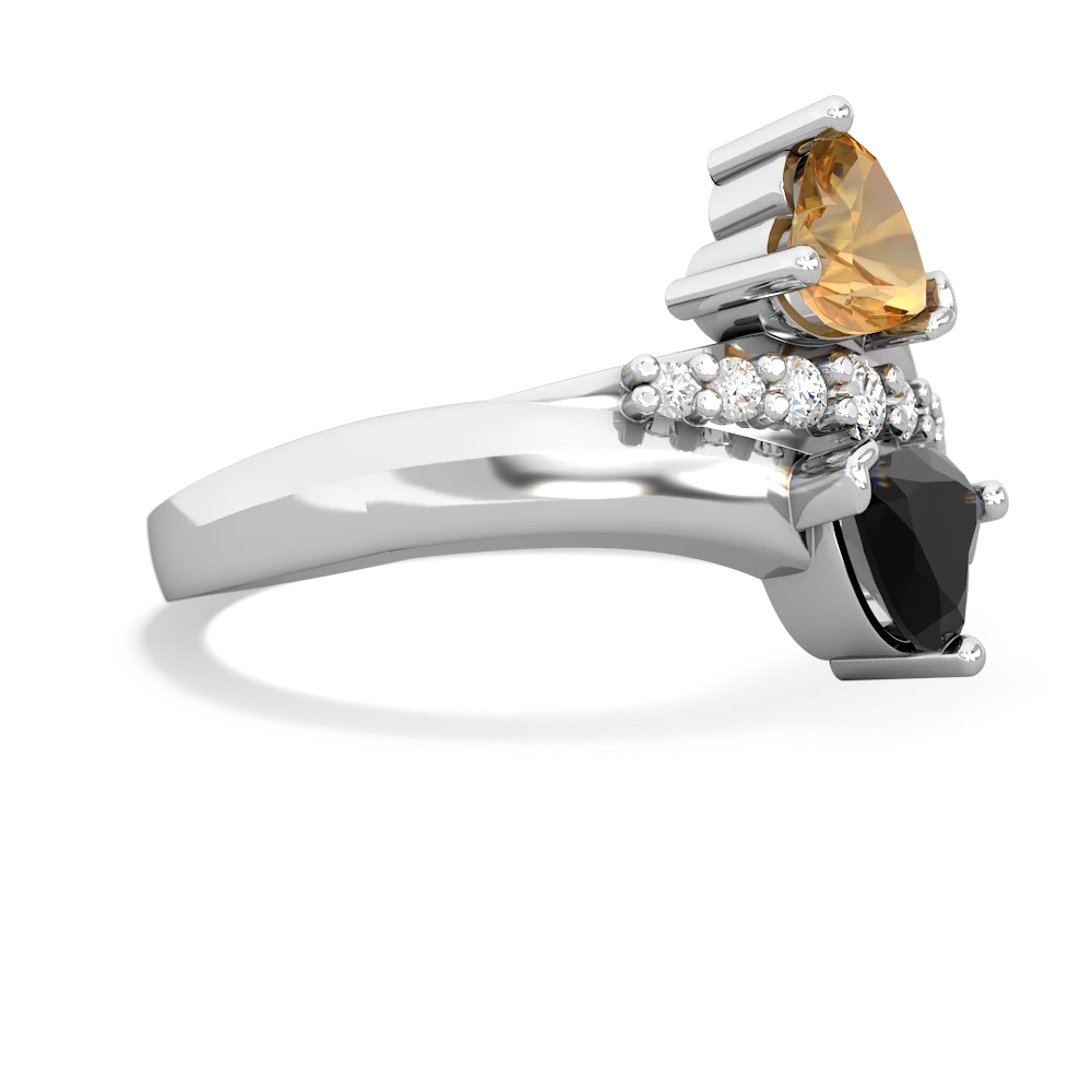 Citrine Heart To Heart 14K White Gold ring R2064