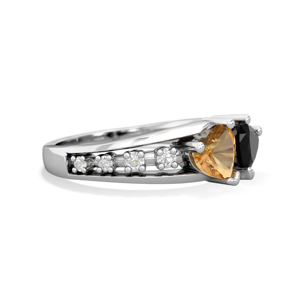 Citrine Heart To Heart 14K White Gold ring R3342