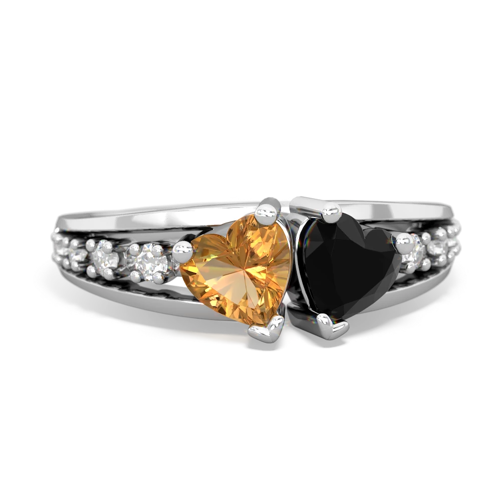 Citrine Heart To Heart 14K White Gold ring R3342