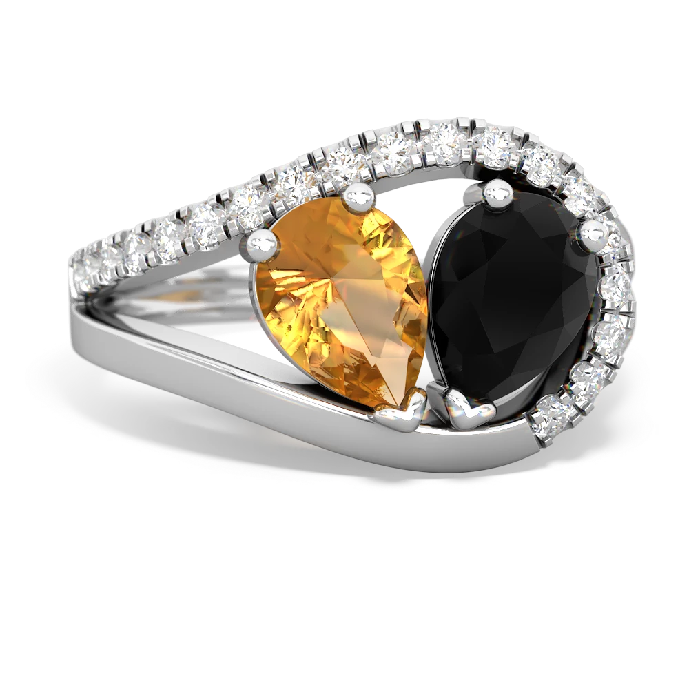 Citrine Nestled Heart Keepsake 14K White Gold ring R5650