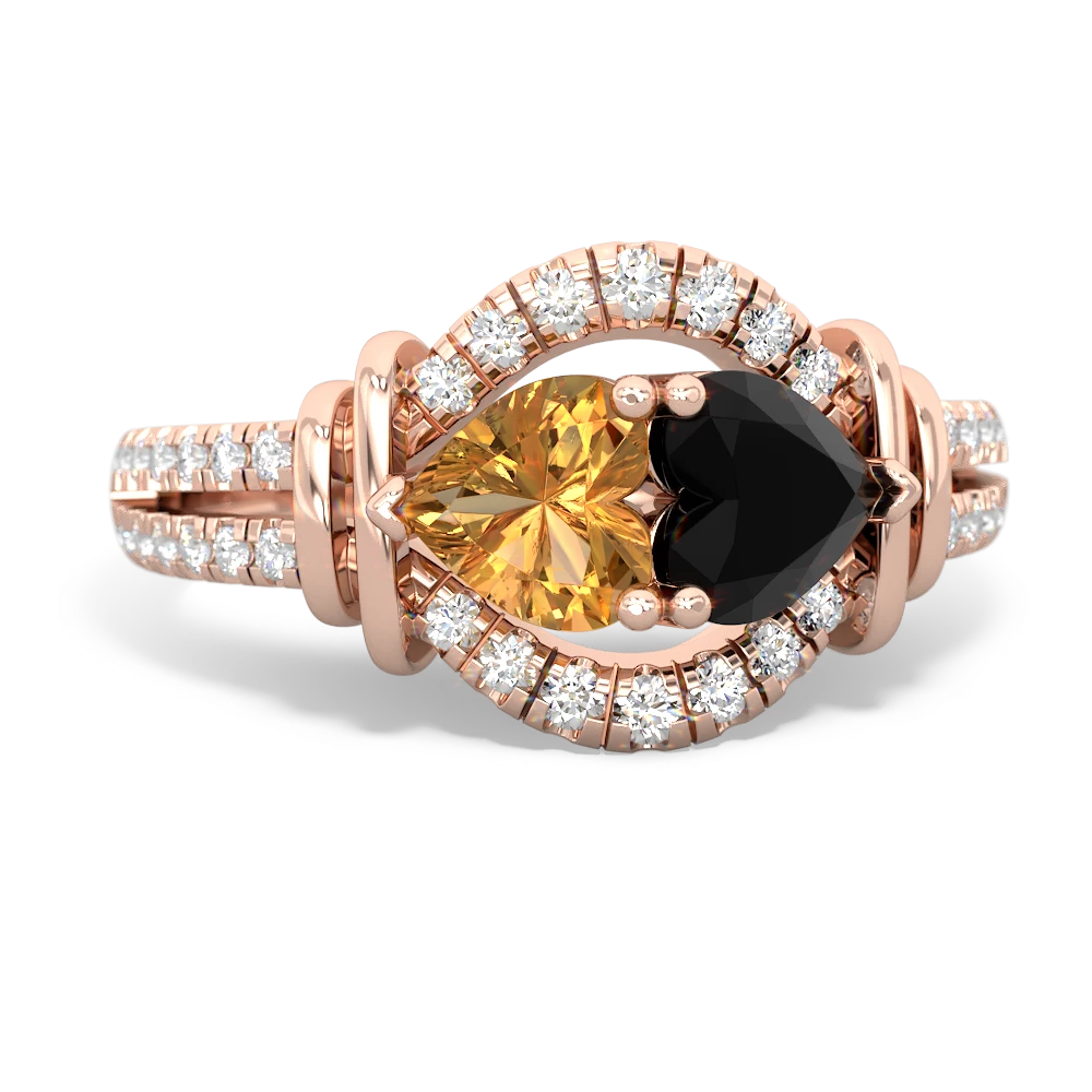 Citrine Art-Deco Keepsake 14K Rose Gold ring R5630