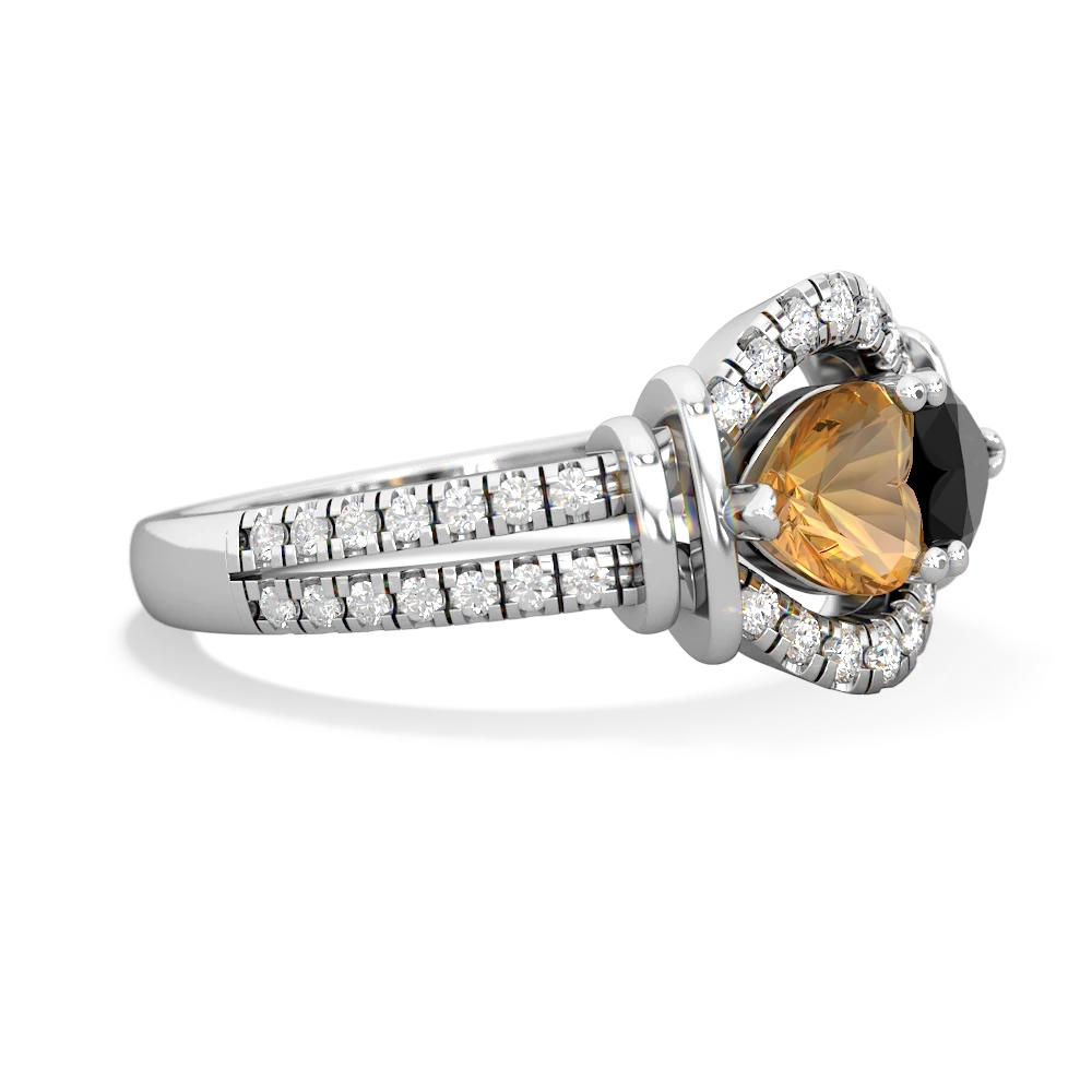 Citrine Art-Deco Keepsake 14K White Gold ring R5630