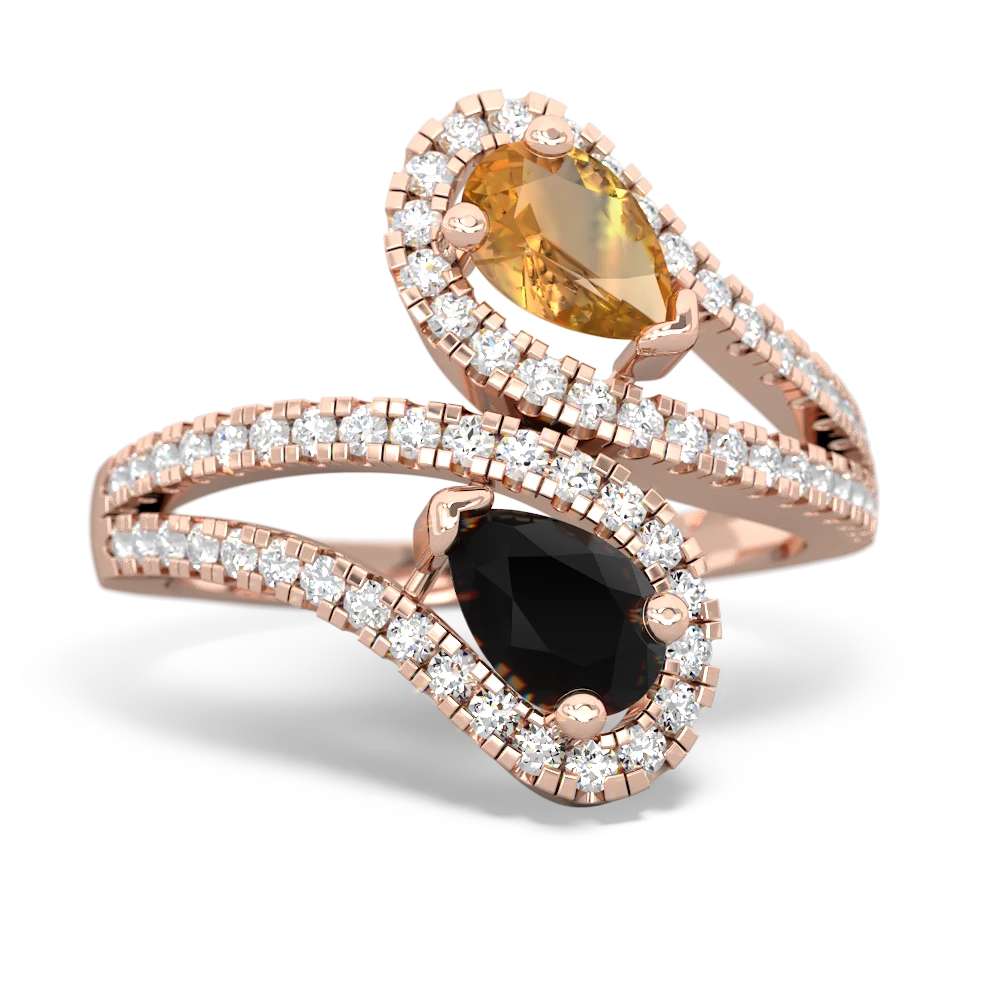 Citrine Diamond Dazzler 14K Rose Gold ring R3000