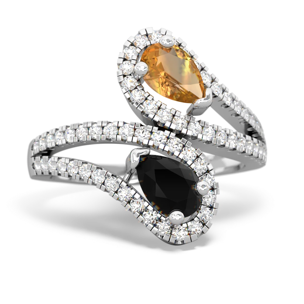 Citrine Diamond Dazzler 14K White Gold ring R3000