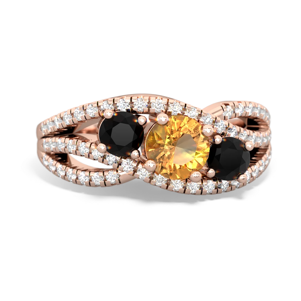 Citrine Three Stone Aurora 14K Rose Gold ring R3080