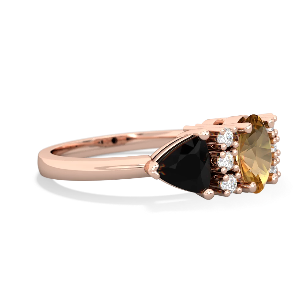 Citrine Antique Style Three Stone 14K Rose Gold ring R2186