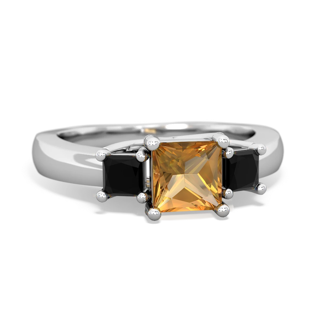 Citrine Three Stone Trellis 14K White Gold ring R4015