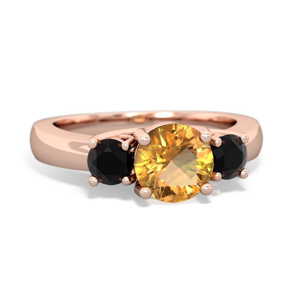 Citrine Three Stone Round Trellis 14K Rose Gold ring R4018