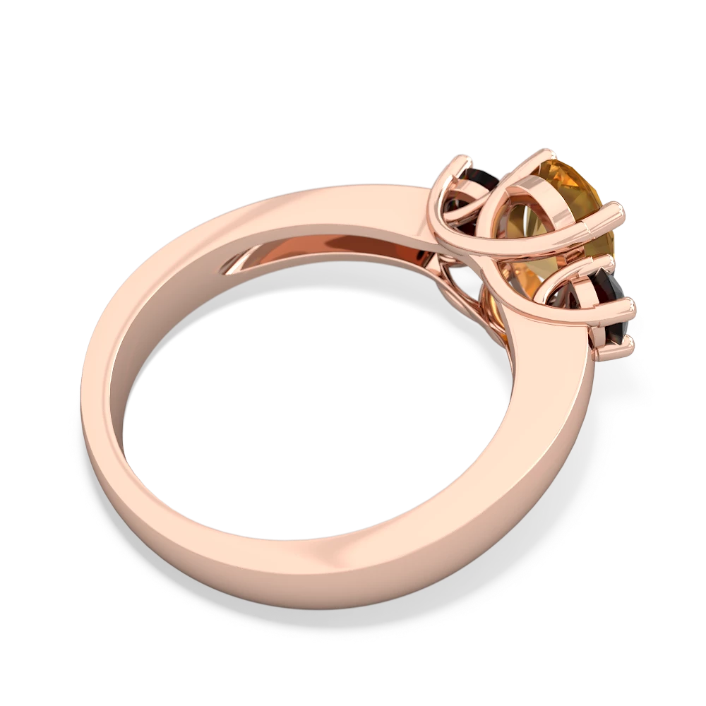 Citrine Three Stone Oval Trellis 14K Rose Gold ring R4024