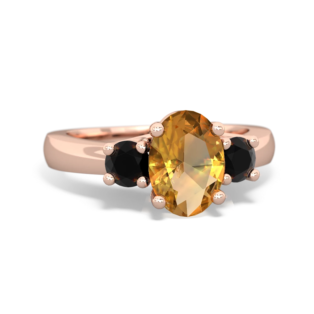 Citrine Three Stone Oval Trellis 14K Rose Gold ring R4024