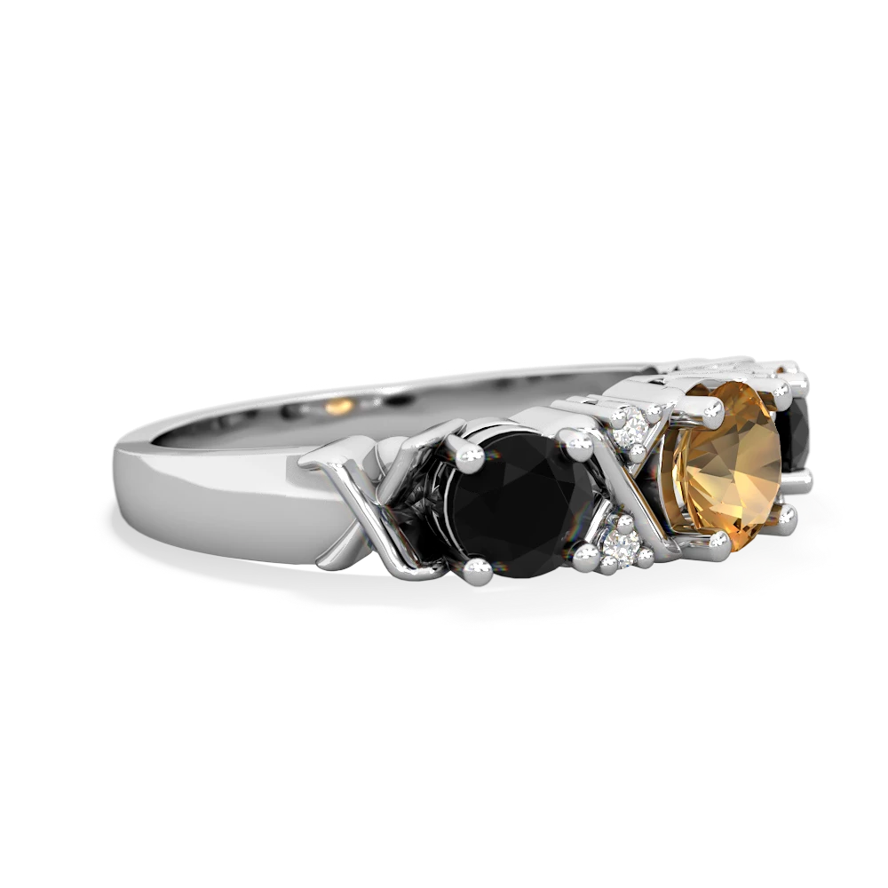 Citrine Hugs And Kisses 14K White Gold ring R5016