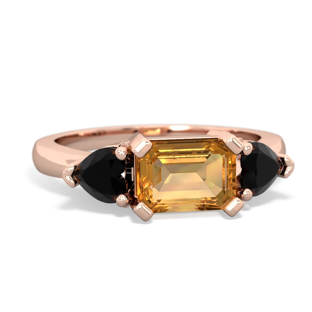 Citrine Three Stone 14K Rose Gold ring R5235