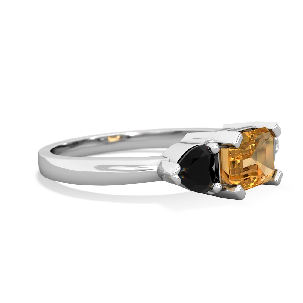 Citrine Three Stone 14K White Gold ring R5235