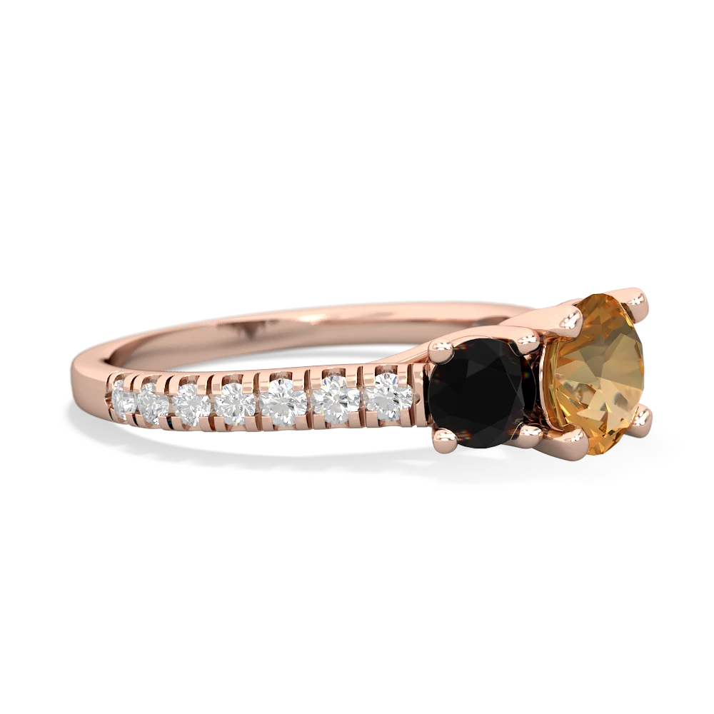 Citrine Pave Trellis 14K Rose Gold ring R5500