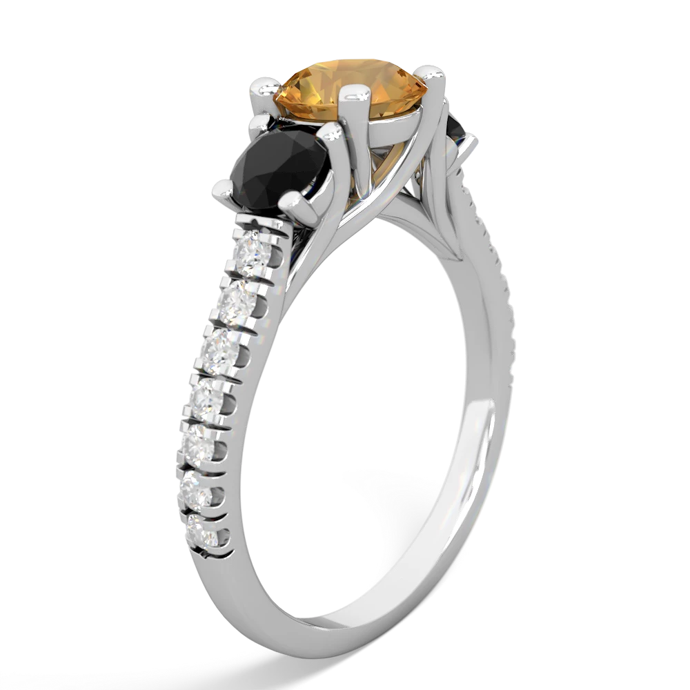 Citrine Pave Trellis 14K White Gold ring R5500