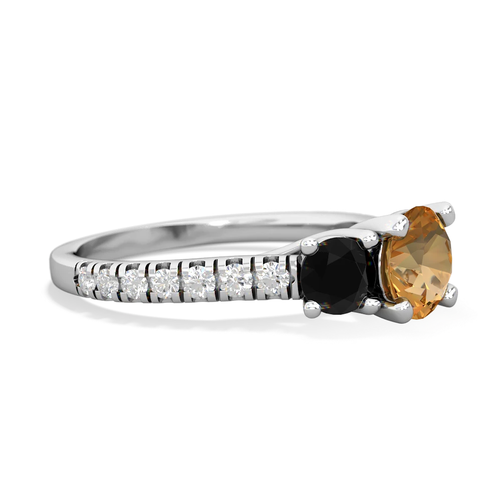 Citrine Pave Trellis 14K White Gold ring R5500