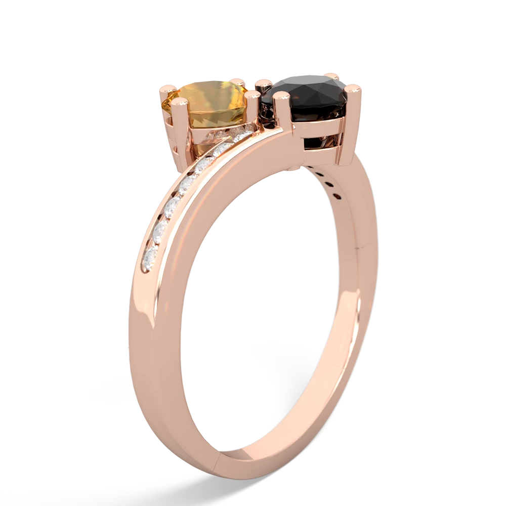 Citrine Channel Set Two Stone 14K Rose Gold ring R5303