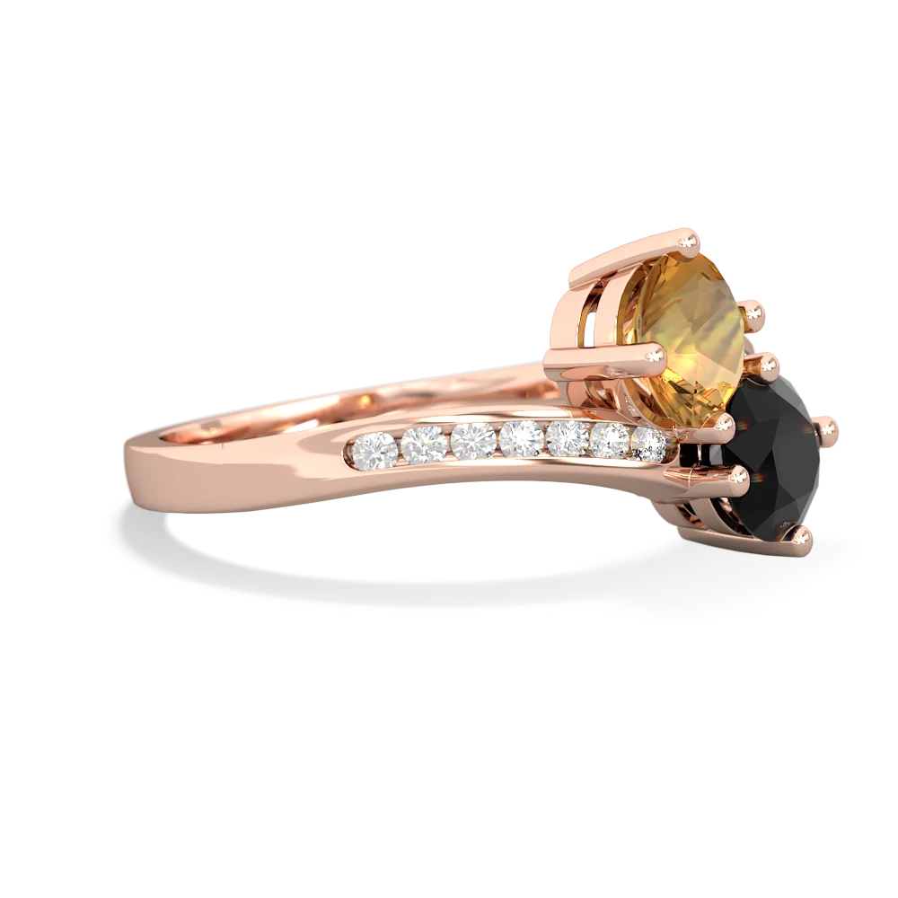 Citrine Channel Set Two Stone 14K Rose Gold ring R5303