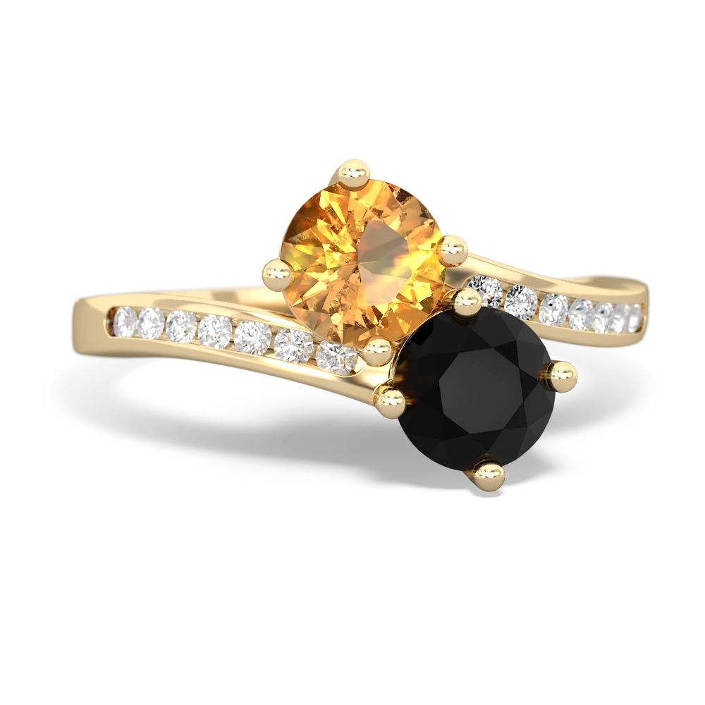 Citrine Channel Set Two Stone 14K Yellow Gold ring R5303