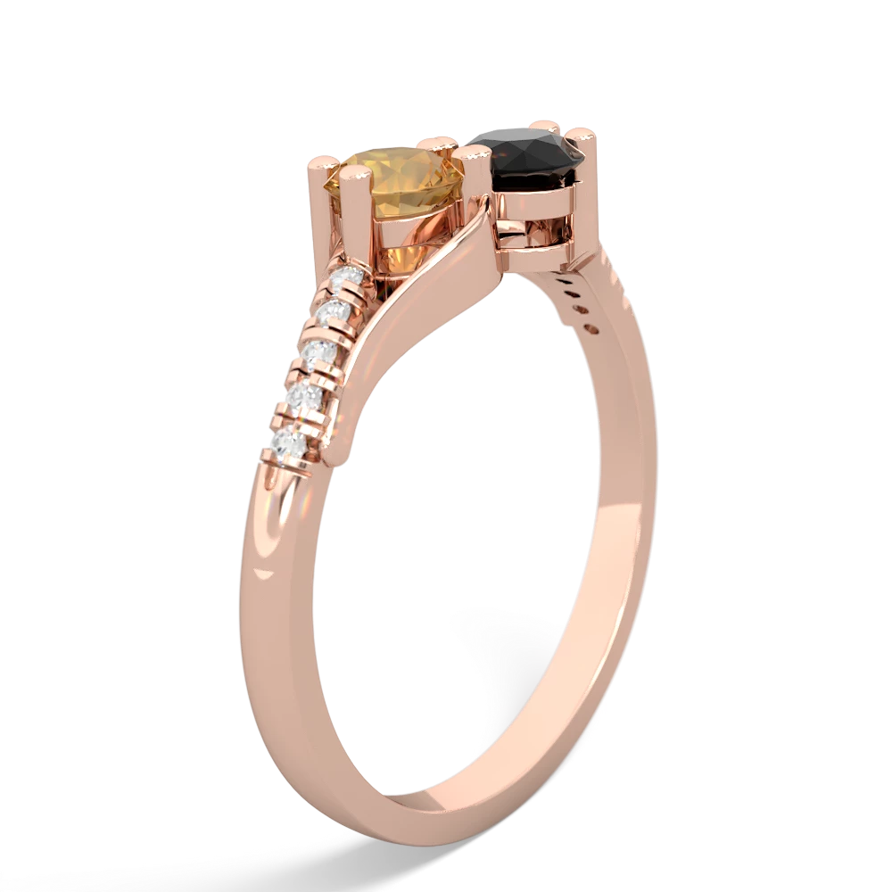 Citrine Infinity Pave Two Stone 14K Rose Gold ring R5285