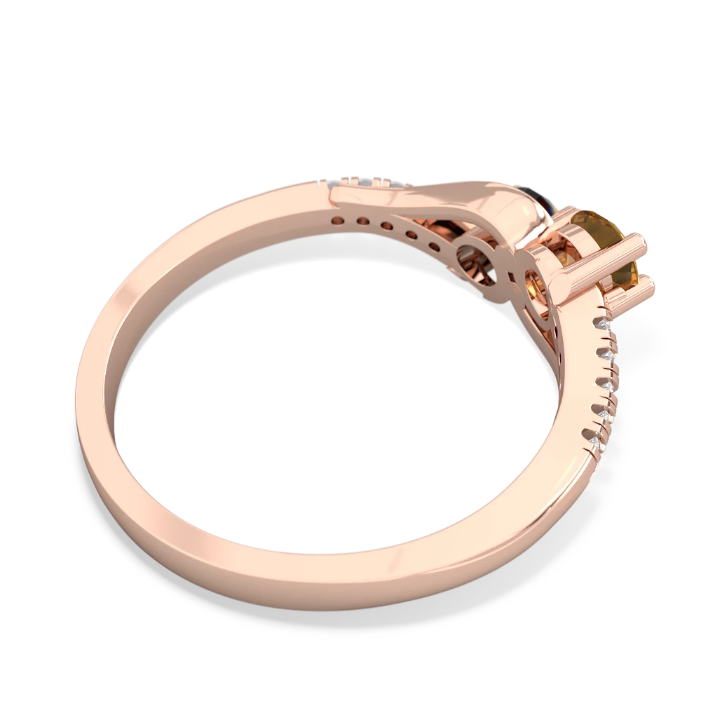 Citrine Infinity Pave Two Stone 14K Rose Gold ring R5285