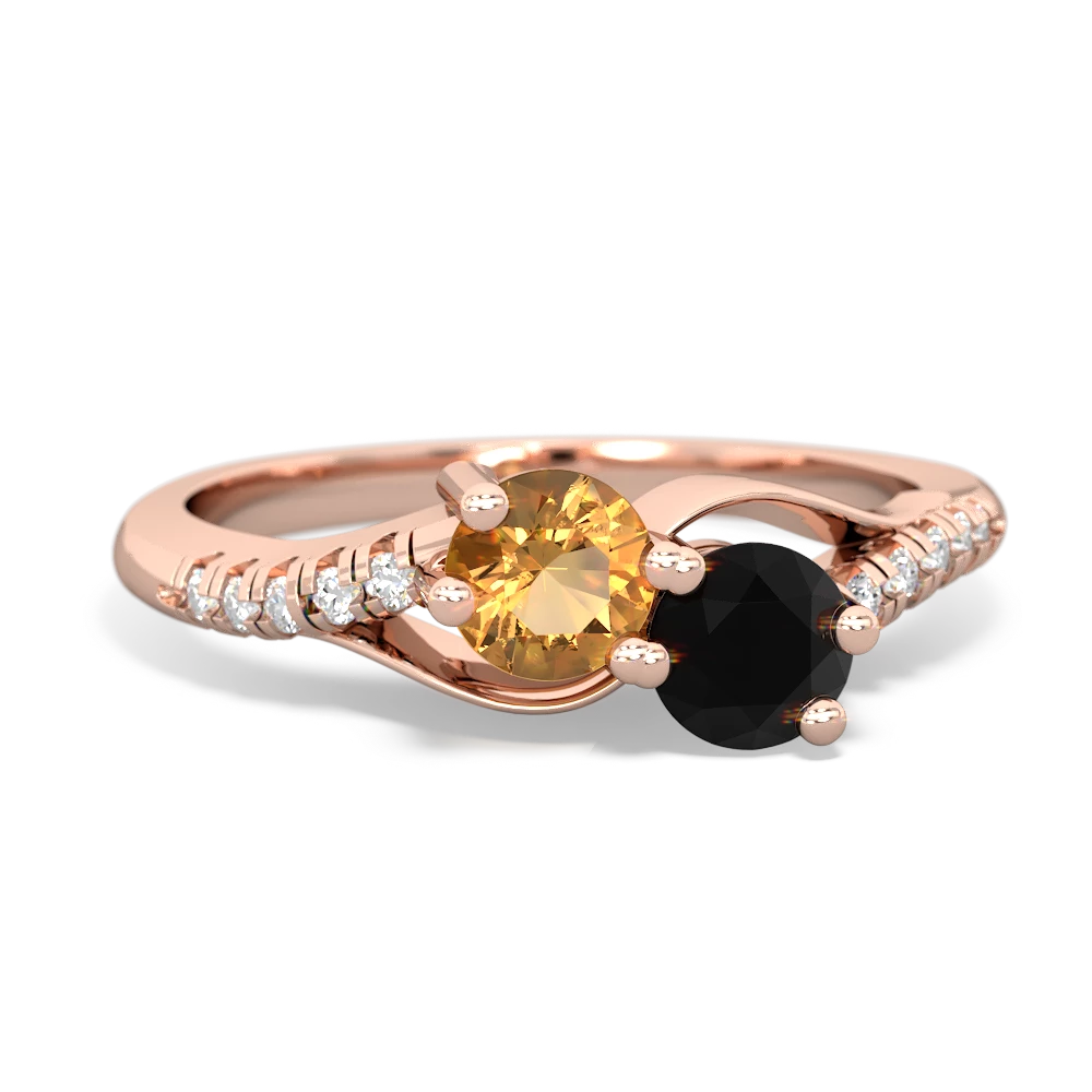 Citrine Infinity Pave Two Stone 14K Rose Gold ring R5285