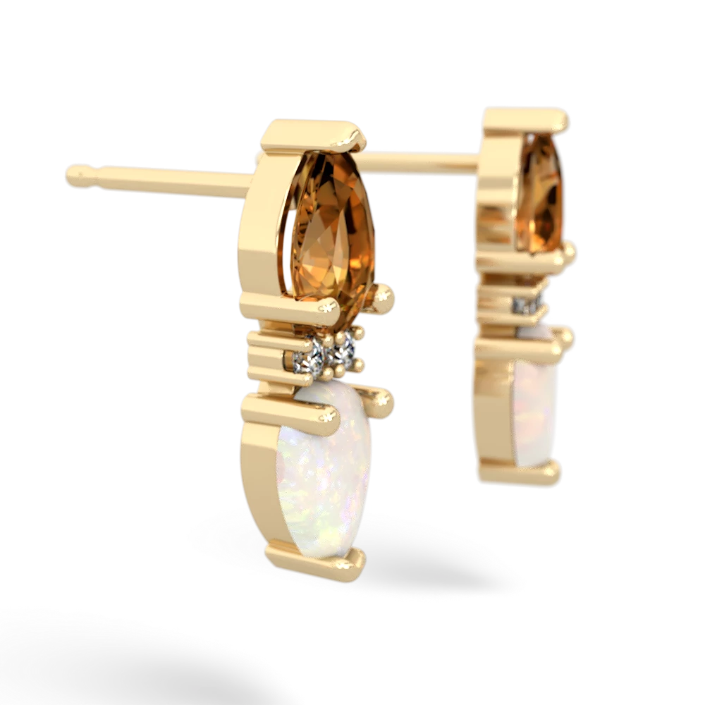 Citrine Bowtie Drop 14K Yellow Gold earrings E0865