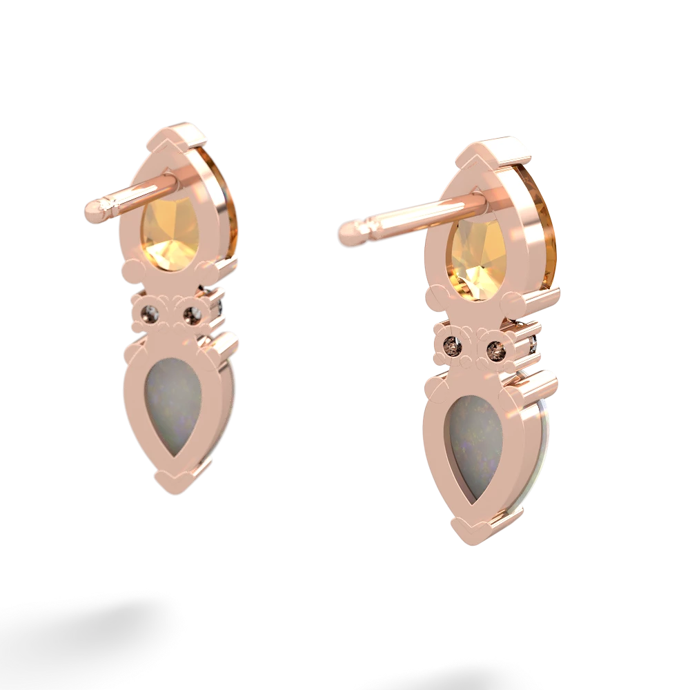 Citrine Bowtie Drop 14K Rose Gold earrings E0865