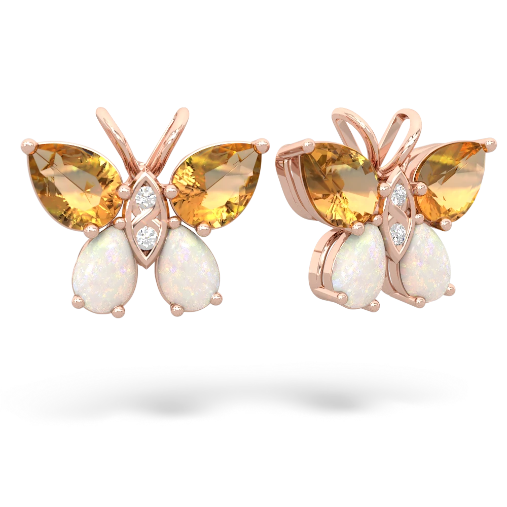 Citrine Butterfly 14K Rose Gold earrings E2215