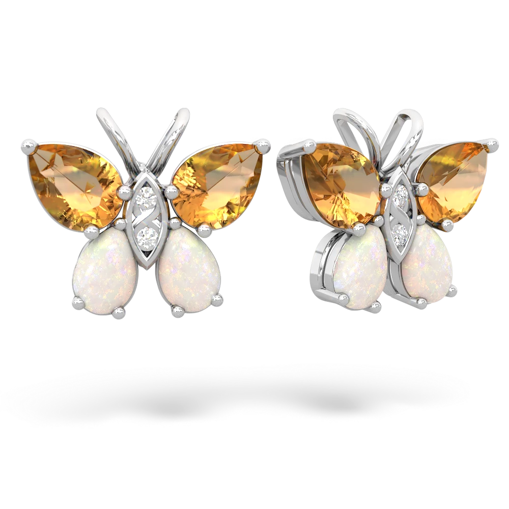 Citrine Butterfly 14K White Gold earrings E2215