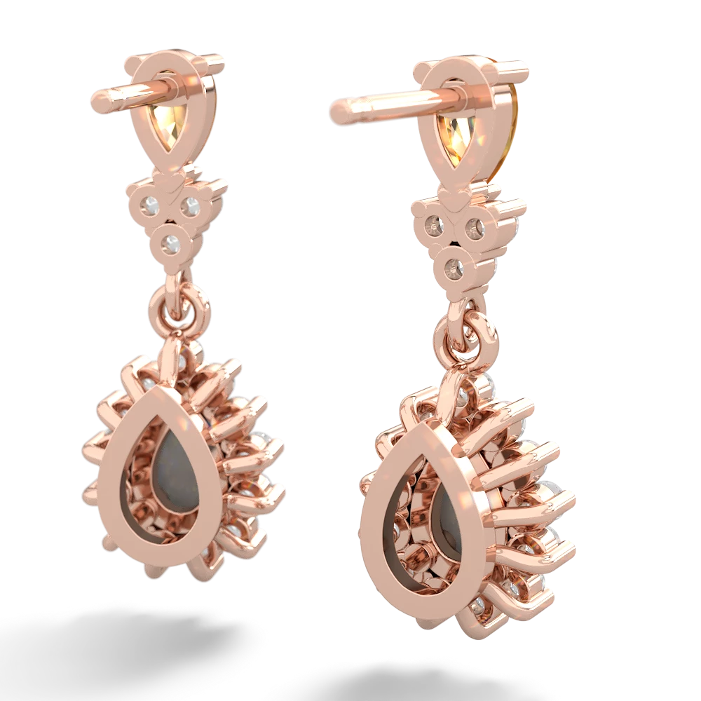 Citrine Halo Pear Dangle 14K Rose Gold earrings E1882