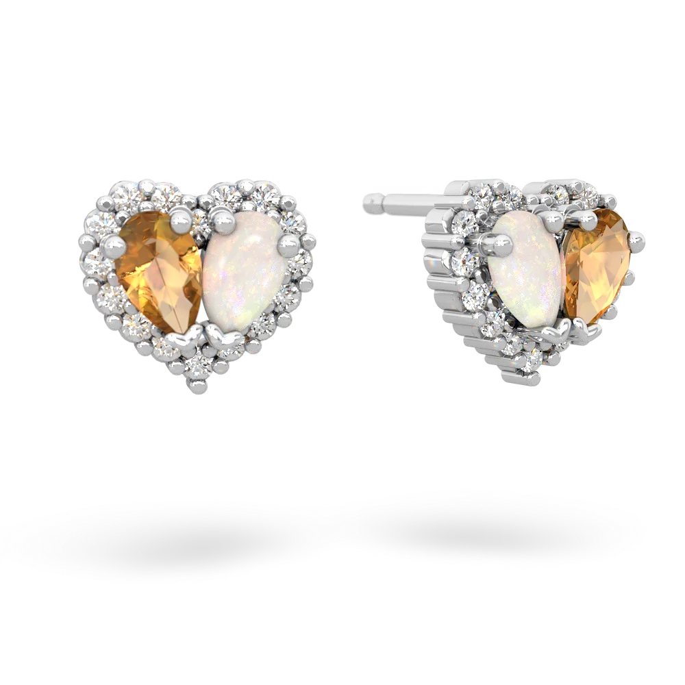 Citrine Halo 14K White Gold earrings E7008