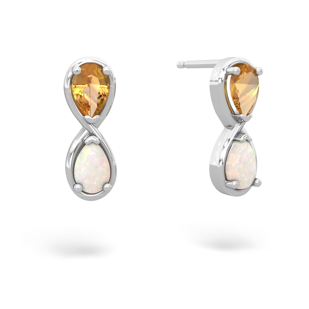 Citrine Infinity 14K White Gold earrings E5050