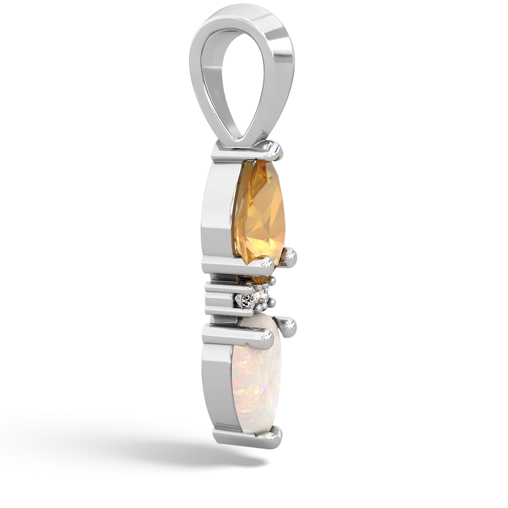 Citrine Bowtie Drop 14K White Gold pendant P0865