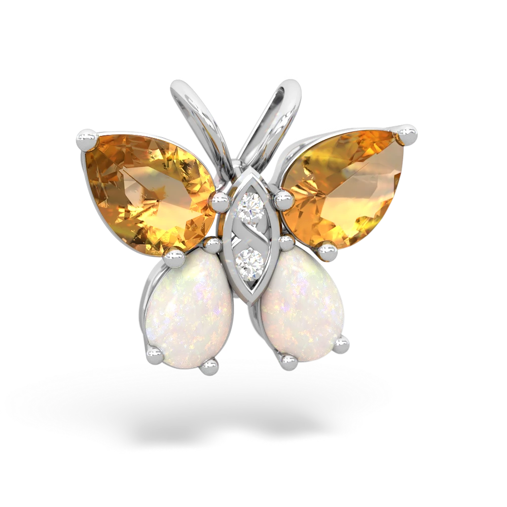 Citrine Butterfly 14K White Gold pendant P2215