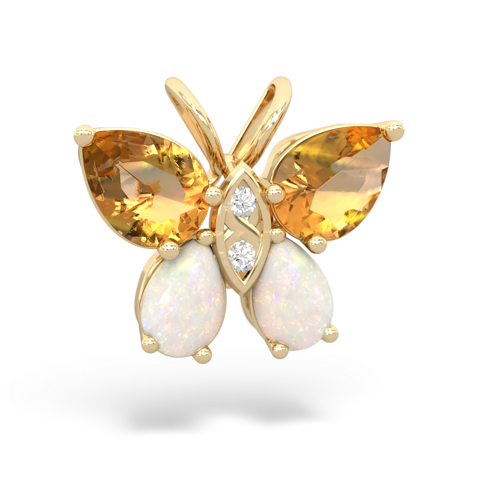 Citrine Butterfly 14K Yellow Gold pendant P2215