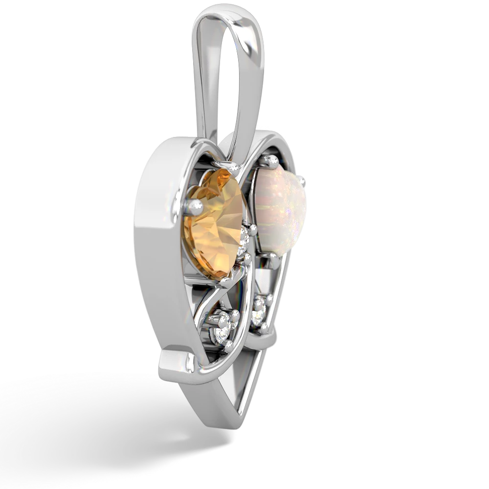 Citrine Celtic Trinity Heart 14K White Gold pendant P5331