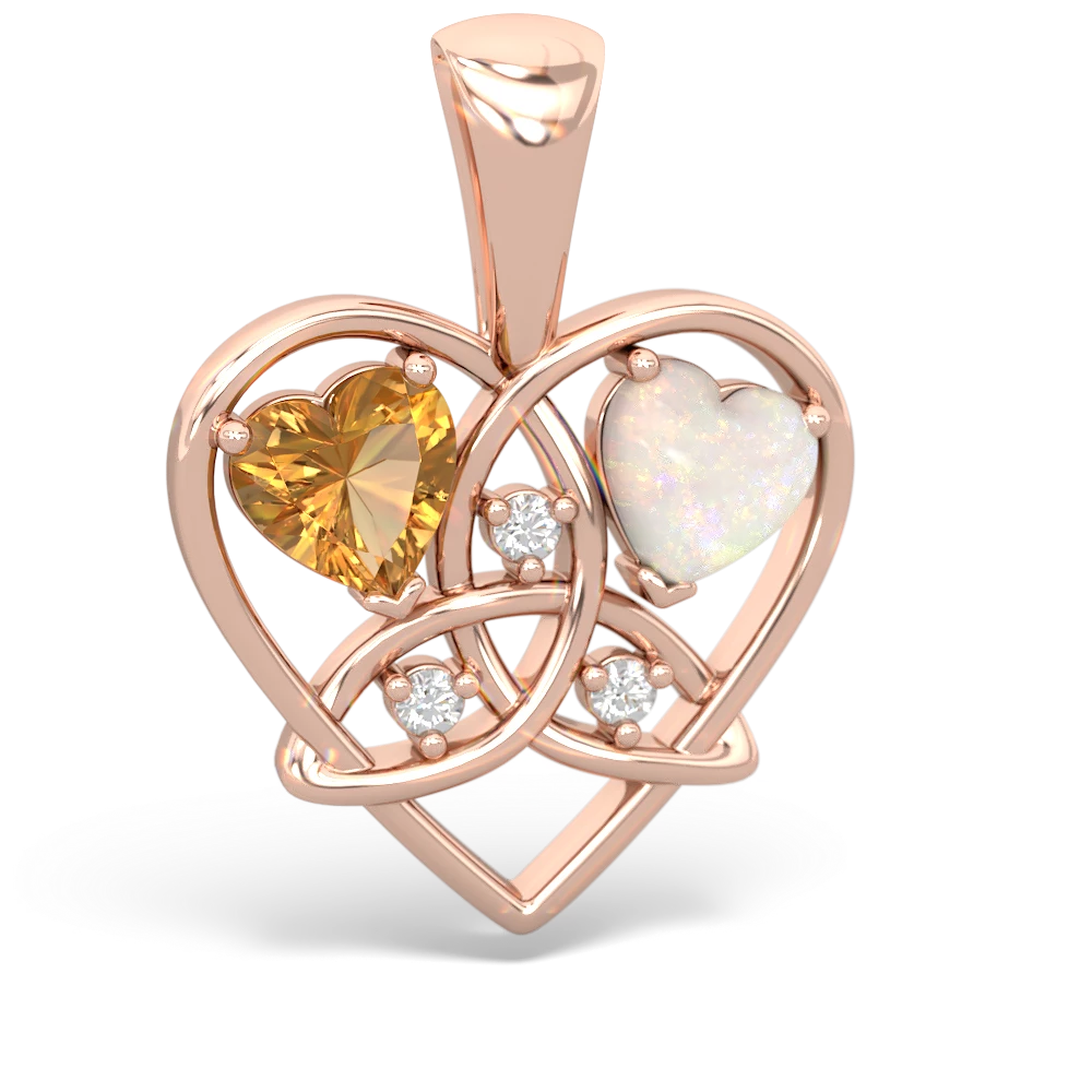 Citrine Celtic Trinity Heart 14K Rose Gold pendant P5331