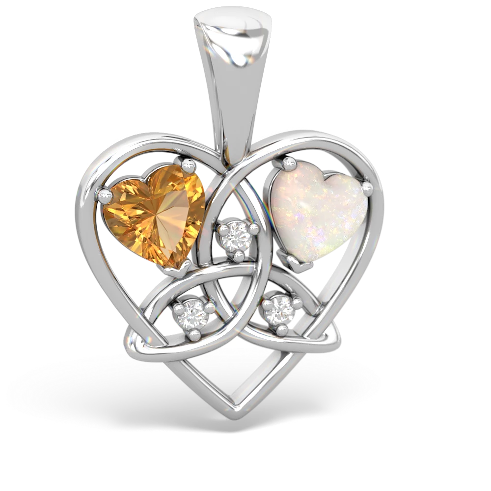 Citrine Celtic Trinity Heart 14K White Gold pendant P5331