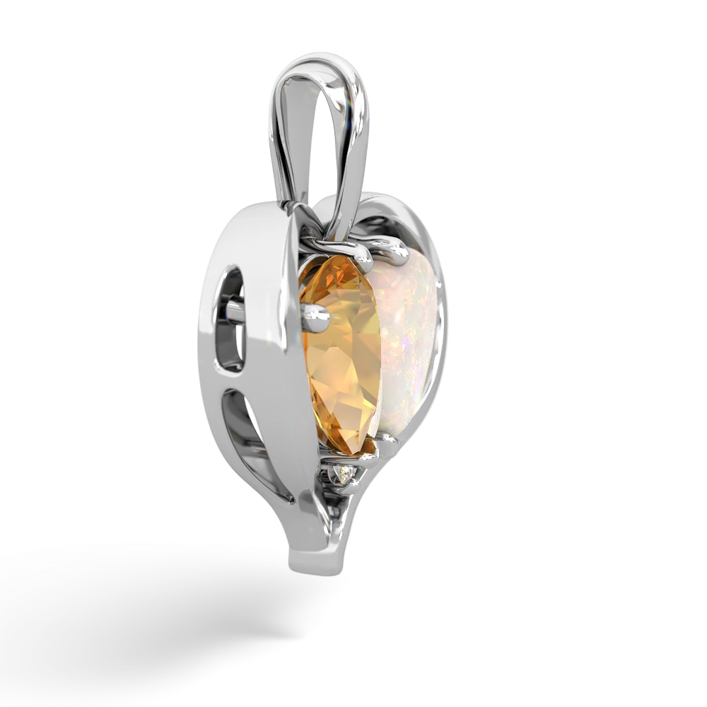 Citrine Two Become One 14K White Gold pendant P5330