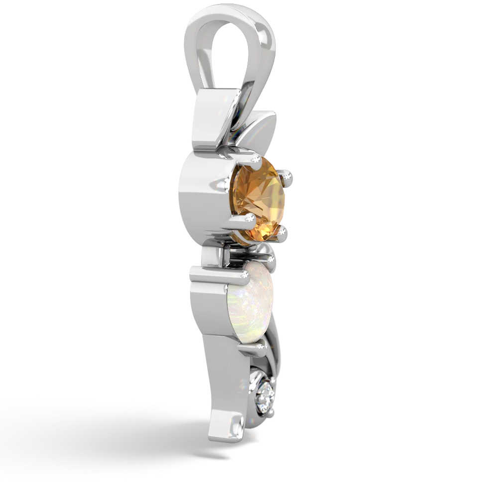 Citrine Kitten 14K White Gold pendant P5780