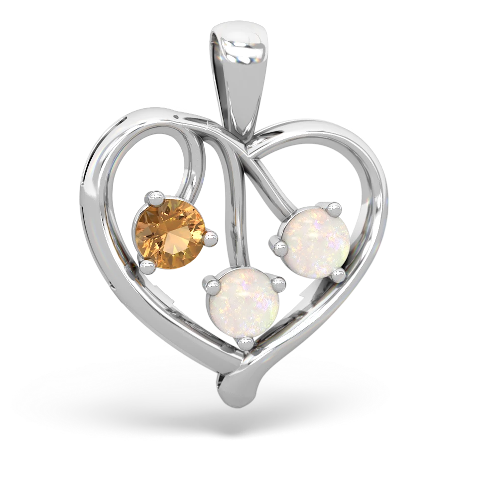 Citrine Glowing Heart 14K White Gold pendant P2233