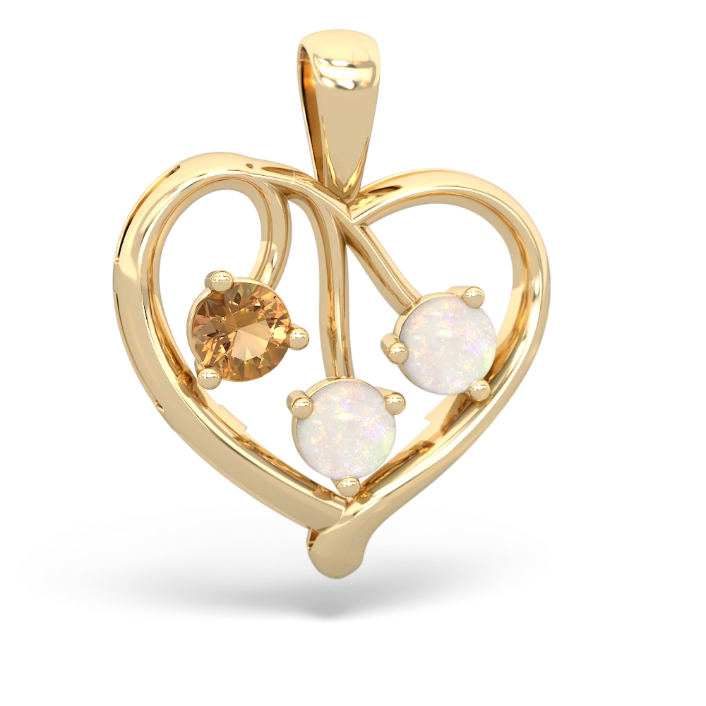 Citrine Glowing Heart 14K Yellow Gold pendant P2233