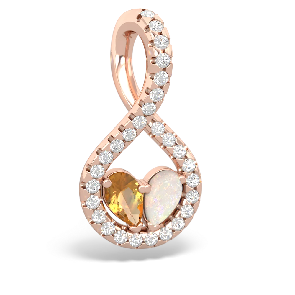 Citrine Pave Twist 'One Heart' 14K Rose Gold pendant P5360