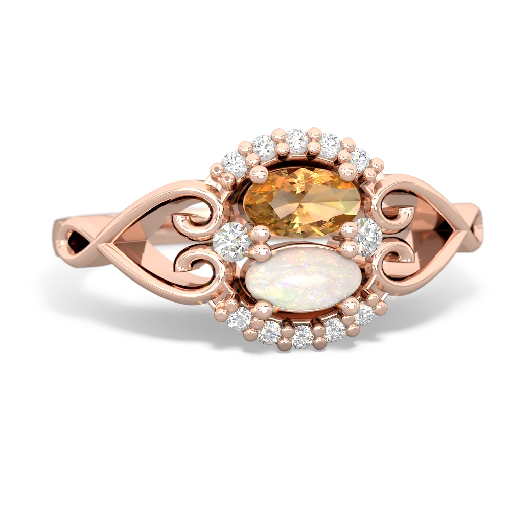 Citrine Love Nest 14K Rose Gold ring R5860