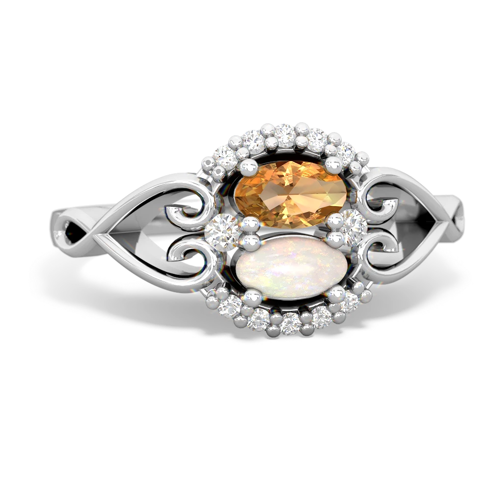 Citrine Love Nest 14K White Gold ring R5860