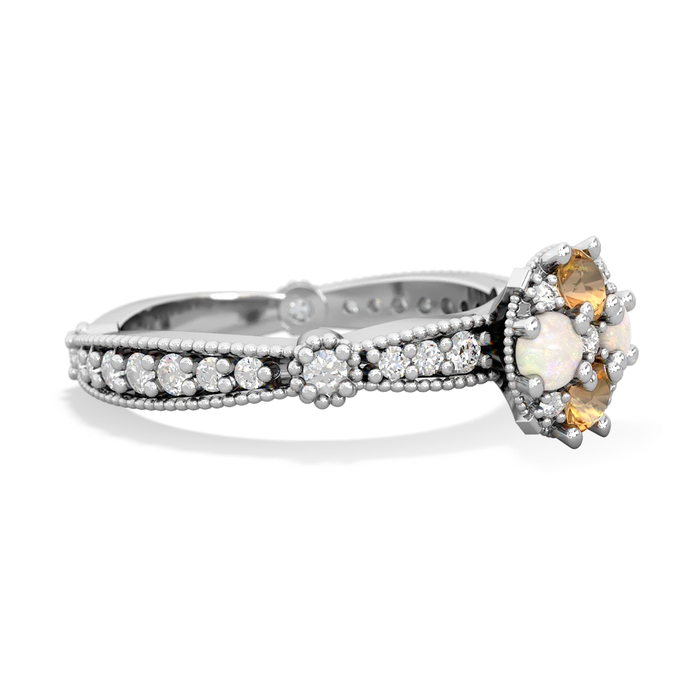Citrine Sparkling Tiara Cluster 14K White Gold ring R26293RD
