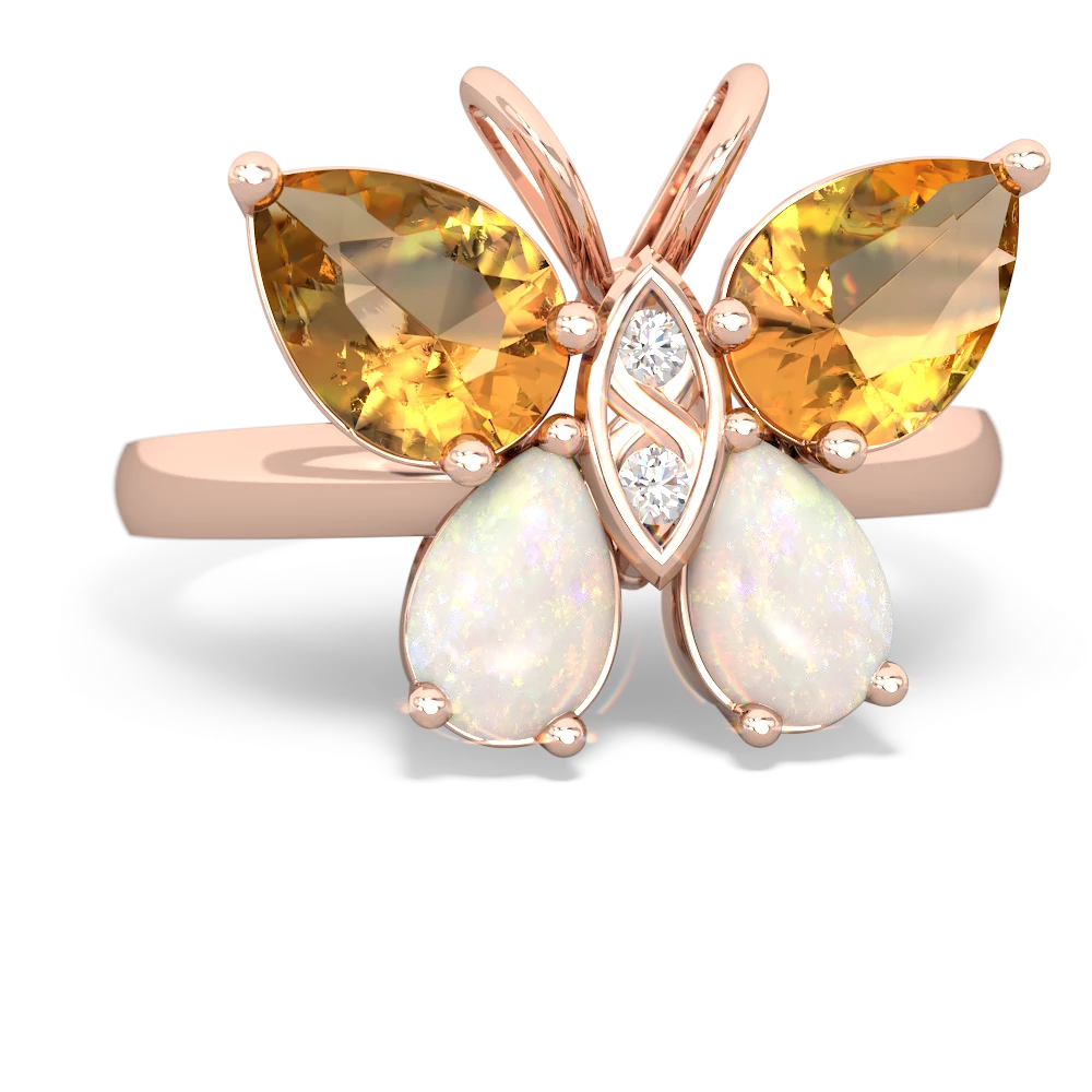 Citrine Butterfly 14K Rose Gold ring R2215